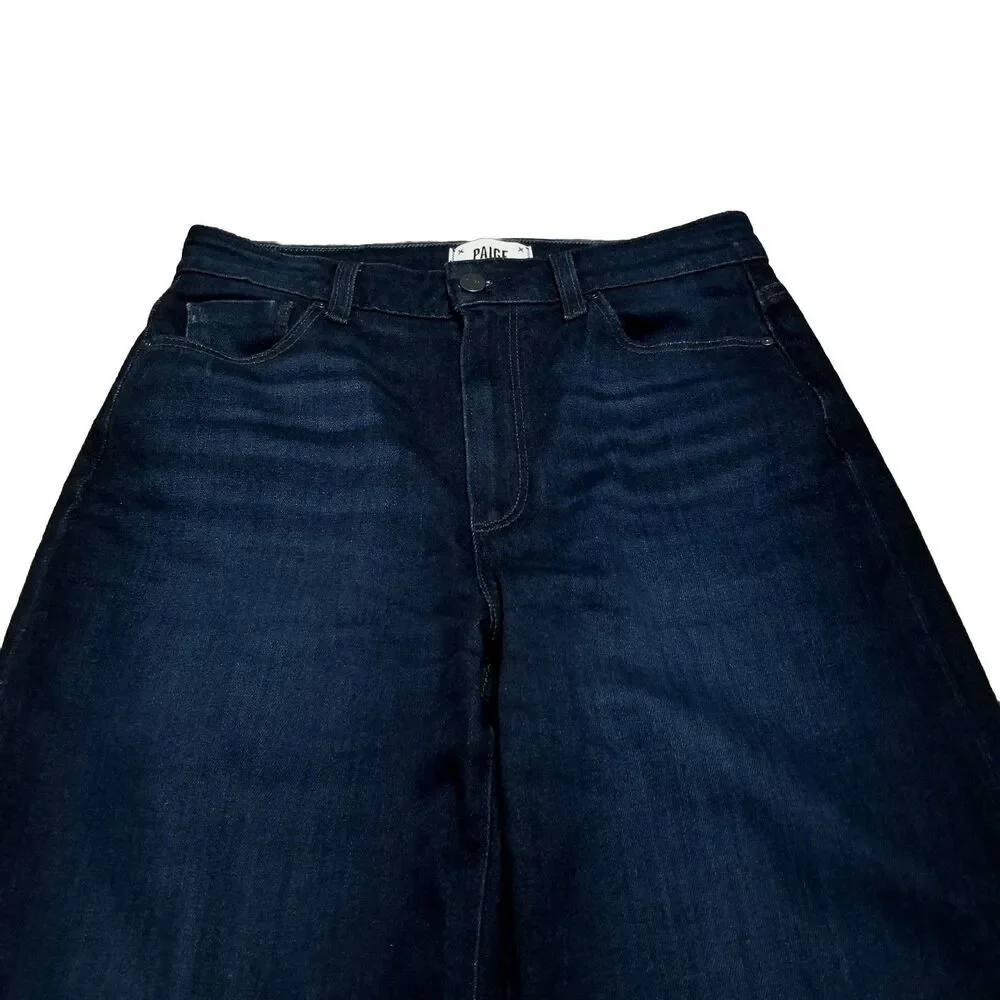 Paige Anessa Jeans Women's Size 28 Dark Blue Wide Leg Stretch Denim (28×26.5)